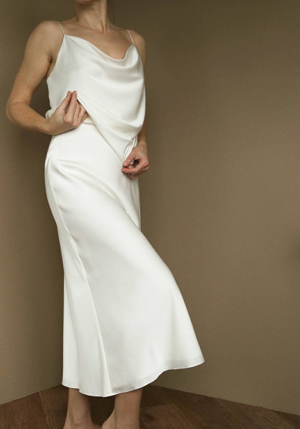 Bias Cut Satin Floral Slip Satin Skirt