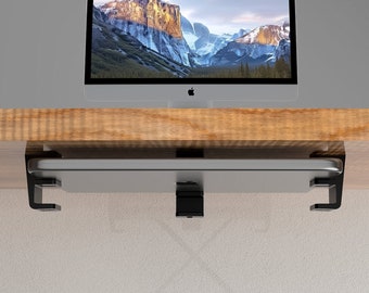 Support pour ordinateur portable à deux niveaux sous le bureau | Support de rangement sous le bureau | Espace de travail dégagé