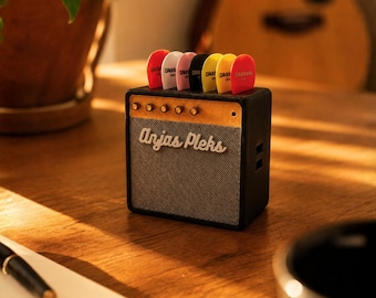 Porta plettro personalizzato con nome a forma di amplificatore | Regalo per chitarristi e musicisti | Contenitore per plettri