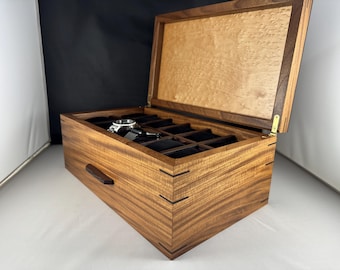 Luxury Watch Box, Figured Afromosia and Birdseye Maple with Wenge Accents
