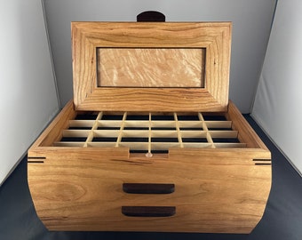 Jewelry Box, Cherry and Quilted Maple, 2 Drawers