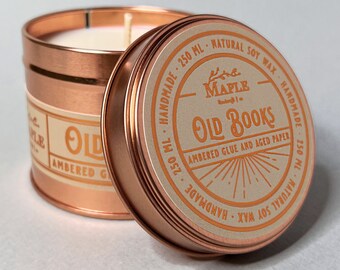 OLD BOOKS Candle | book, old book, library, Soy Candle, Dark Academia Candle, 100 ml | 250ml | 9oz | 4oz