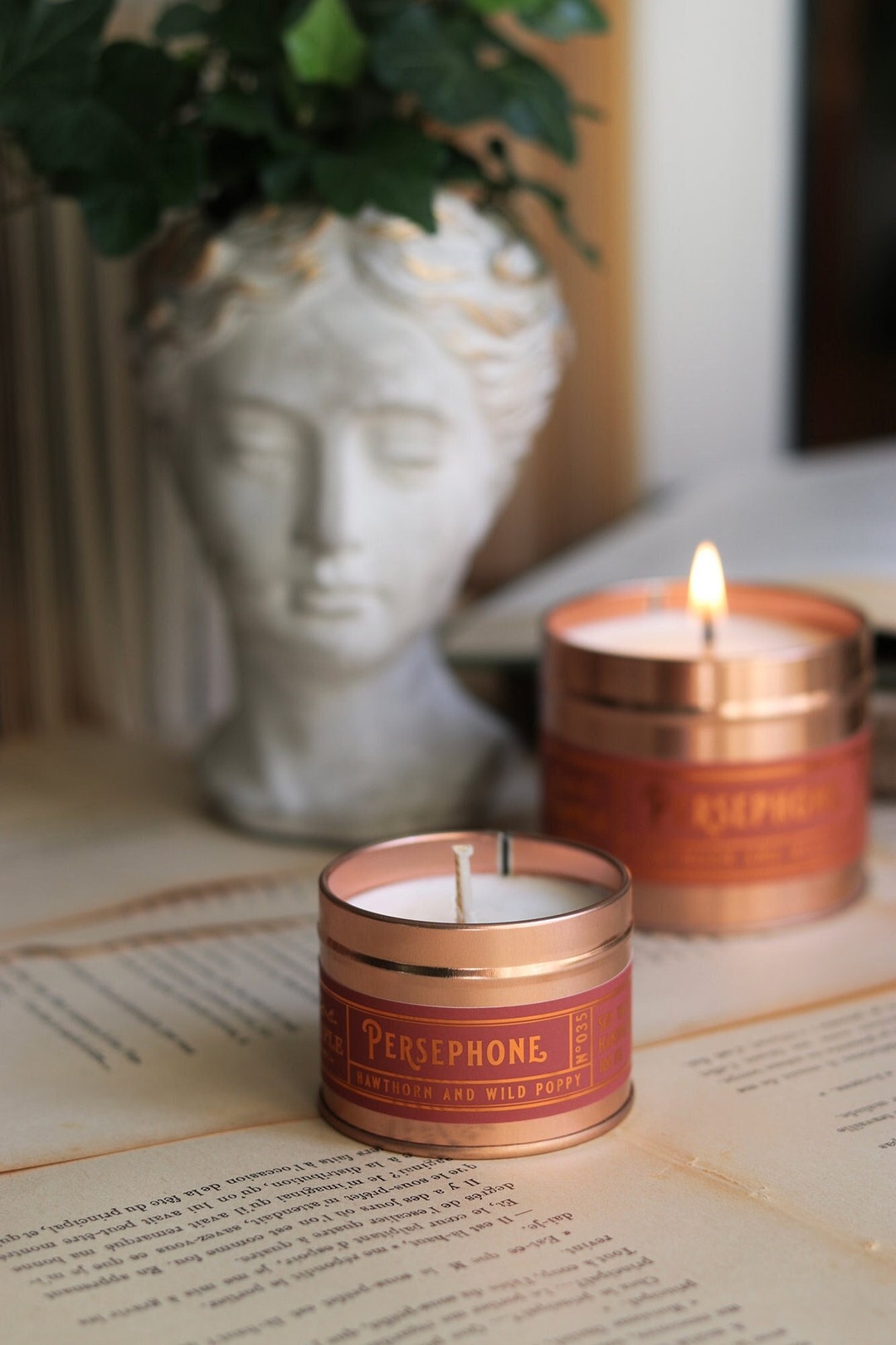 PERSEPHONE Candle Wild Poppy, Hawthorn, Vegan Candle, Floral Candle