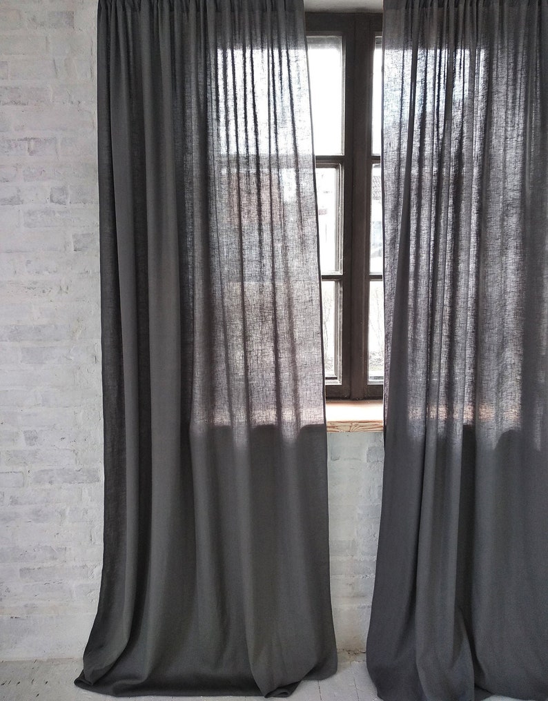 Semi Sheer Linen Curtains Natural Linen Drape Curtains Etsy