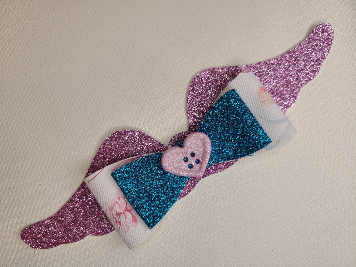 Angel Wings Hair Bow Angel hair clip Memorial Bow Wings Etsy