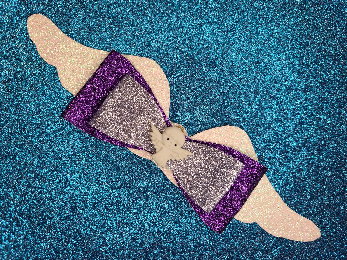 Angel Wings Hair Bow Angel hair clip Memorial Bow Wings Etsy