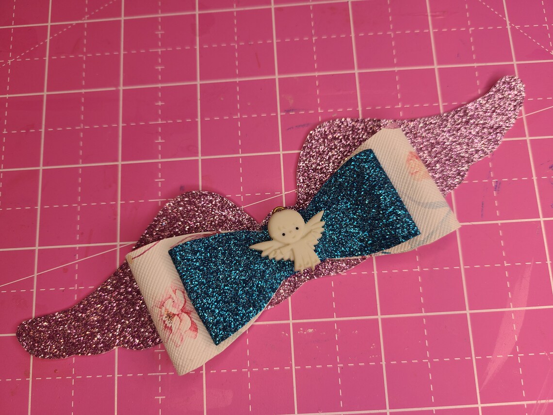 Angel Wings Hair Bow Angel hair clip Memorial Bow Wings Etsy