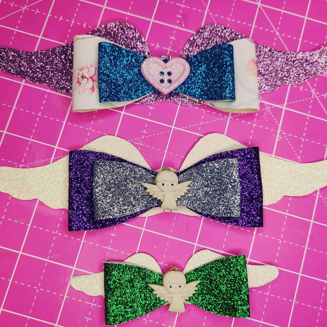 Angel Wings Hair Bow Angel hair clip Memorial Bow Wings Etsy