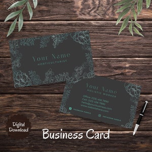 Business Card Template - Floral Design, Canva, DIY Card