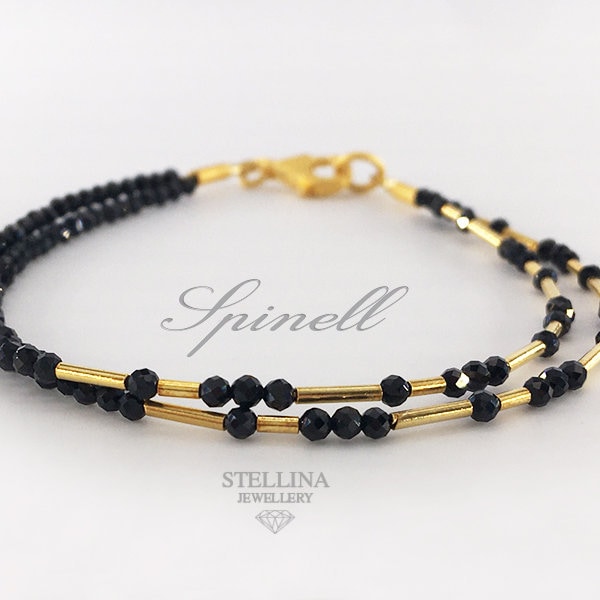 Spinell Armband 2 reihig Gold