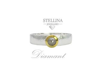 Anello con diamanti bicolore in argento 925 (Ø 55)