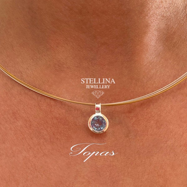 Topaz Swiss blue pendant 925 silver