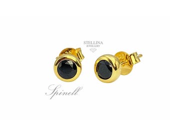 Orecchini a bottone in oro con spinello