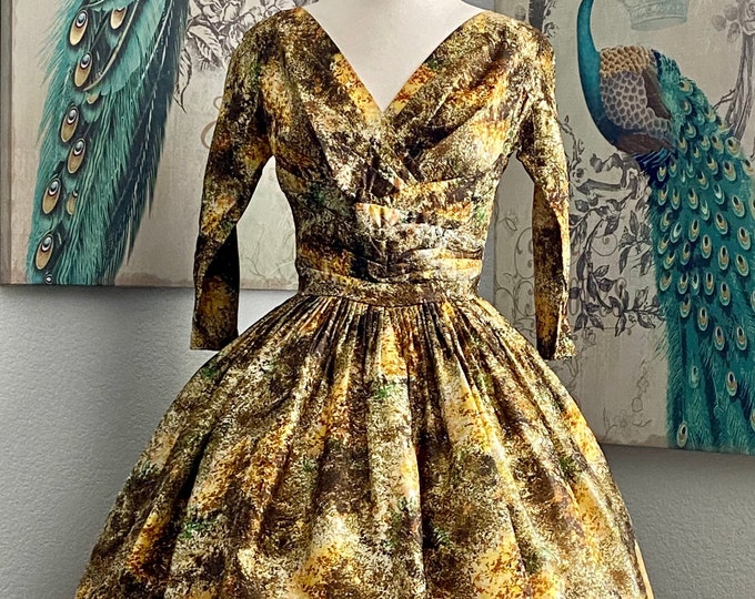 XS | 1950s/60 Gold Brocade Sarong Dress