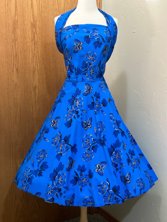 Vintage 50s Blue Butterfly Convertible Hawaiian Print Wrap Dress Size S. Etsy Canada