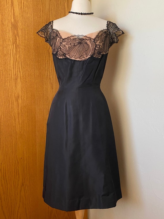 Vintage 1950s LBD Adele Simpson Nude Illusion Dre… - image 1