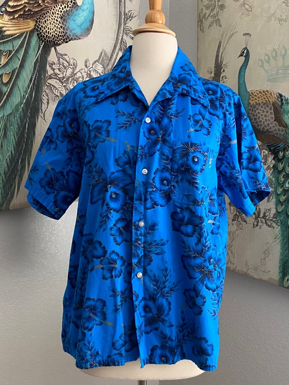 Vintage 50s Mens Hawiian Tiki cotton short-sleeve… - image 1