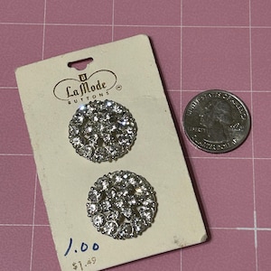 Botões de strass La Mode tamanho 36 ou 7/8” vintage 2/cartão
