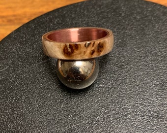 Mappa Burl Ring - copper ring core - burl copper ring - Bentwood ring