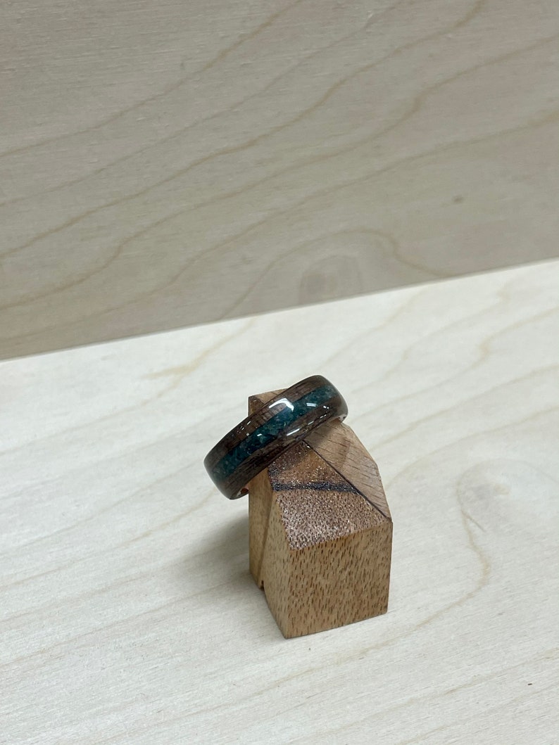 Walnut Burl BentWood ring. Copper core walnut ring. Burl walnut ring. Birthstone ring. Bloodstone ring. image 6