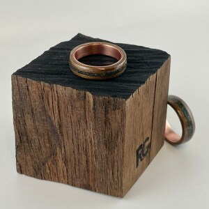 Walnut Burl BentWood ring. Copper core walnut ring. Burl walnut ring. Birthstone ring. Bloodstone ring. image 2