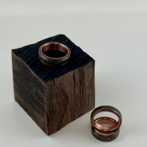 Walnut Burl BentWood ring. Copper core walnut ring. Burl walnut ring. Birthstone ring. Bloodstone ring. image 4