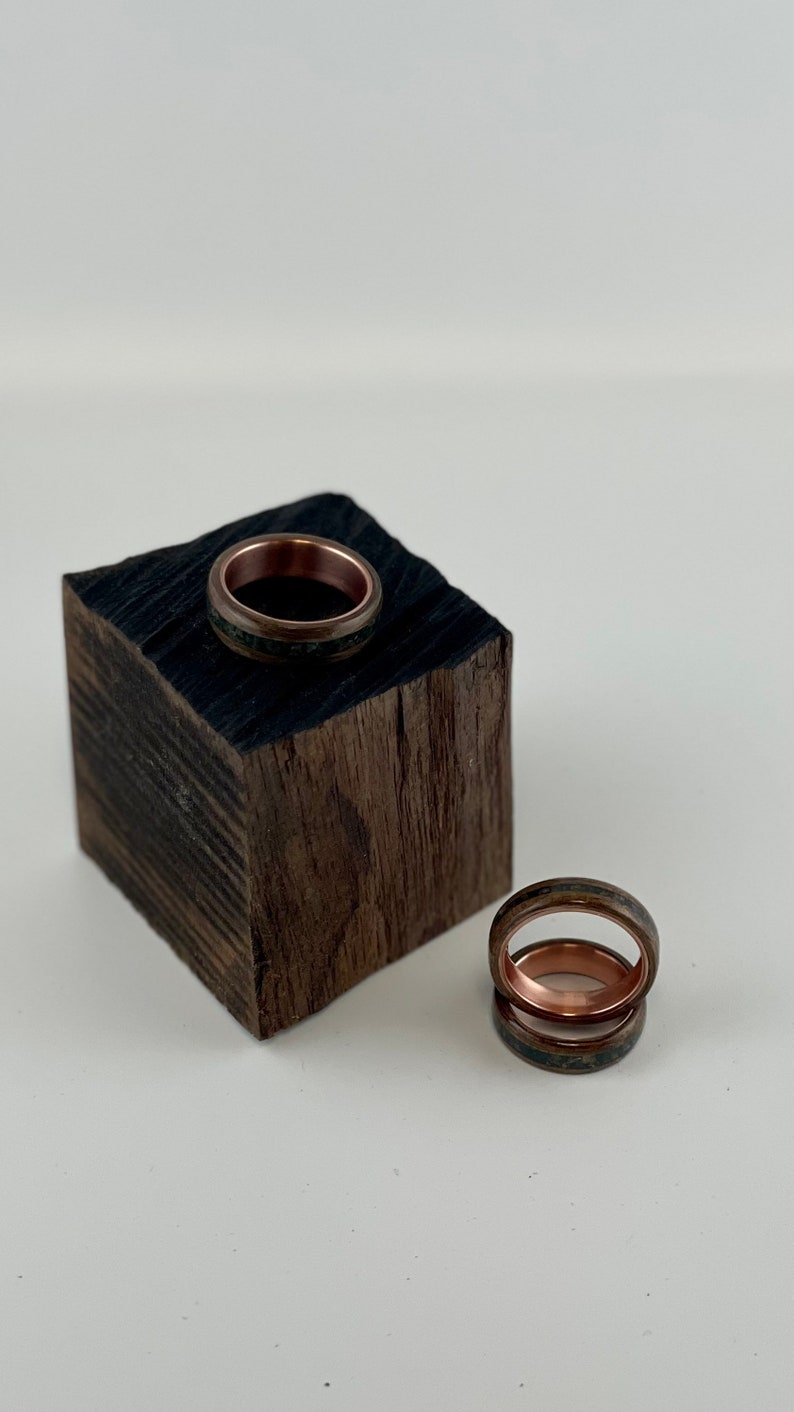 Walnut Burl BentWood ring. Copper core walnut ring. Burl walnut ring. Birthstone ring. Bloodstone ring. image 4
