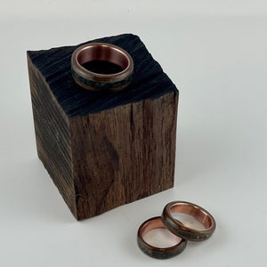 Walnut Burl BentWood ring. Copper core walnut ring. Burl walnut ring. Birthstone ring. Bloodstone ring. image 3