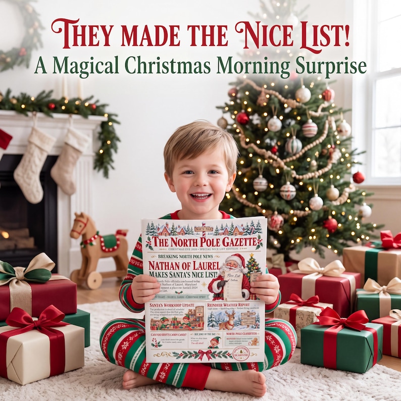 Editable North Pole Gazette Canva Template, Personalized Nice List ...
