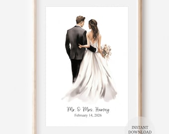 Personalized Wedding Wall Art for Bride & Groom:  Printable Wedding Keepsake