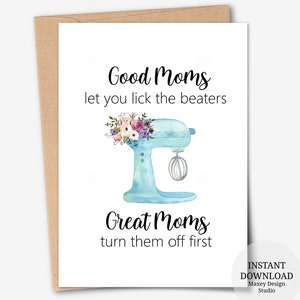 Grappige moederkaart voor moeder: Lik aan de kloppers - digitale download