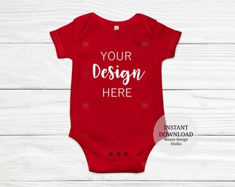 red baby bodysuit