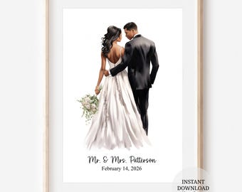 Personalized Wedding Wall Art for Bride & Groom:  Printable Wedding Keepsake