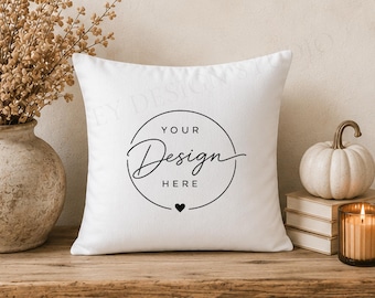 Autumn Pillow Mockup: Thanksgiving, Halloween Designs (Digital Download Jpeg File)