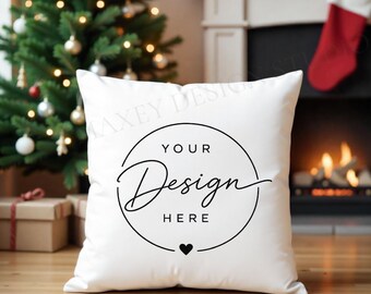 Christmas Pillow Mockup, Styled Holiday Design (JPEG Digital File)