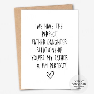 Biglietto stampabile, biglietto divertente padre-figlia, biglietto divertente per la festa del papà, biglietto di compleanno divertente per papà, biglietto dalla figlia, regalo per la festa del papà