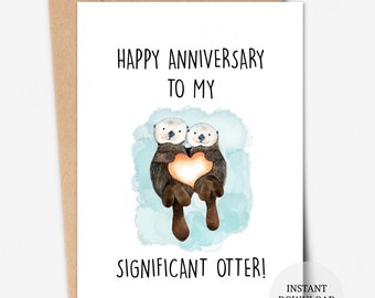 Significant Otter Anniversary Card: Punny Greeting (Digital Download)