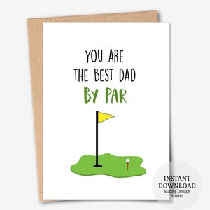 Biglietto stampabile, Sei il miglior papà secondo Par, Biglietto di compleanno per papà, Biglietti di compleanno per golfisti, Biglietti per la festa del papà, Biglietto di golf, Regali per papà