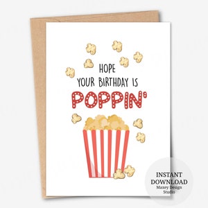 Druckbare Karte, Hope your birthday is Poppin, Punny Geburtstagskarte, Geburtstagskarte für sie, Geburtstagskarte für ihn, Freund Geburtstagskarte
