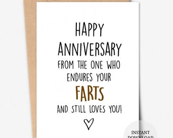 Funny Fart Anniversary Card for Husband/Boyfriend (Instant Download)