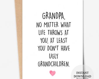 Funny Grandpa Birthday Card: Ugly Grandchildren (Digital Download)
