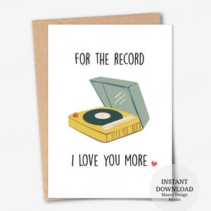 Tarjeta imprimible, tarjeta "Te amo más", tarjeta de aniversario, regalo de aniversario, tarjeta del día de San Valentín, regalo del día de San Valentín, tarjeta de felicitación con grabación
