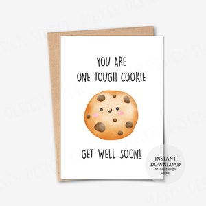 Sofortiger Download Karte, Cookie Karte, Gute Besserung Karte, Cookie Grußkarten, Foodie Puny Karten, Punny Karten, Cookie Karten