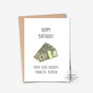 Tarjeta imprimible, Feliz cumpleaños de tu tarjeta favorita con carga financiera, Tarjeta de cumpleaños divertida de un niño, Tarjeta de una hija, Tarjeta de un hijo