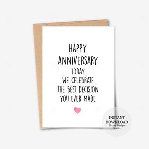 Printable Anniversary Card Best Decision You Ever Made Card - Etsy