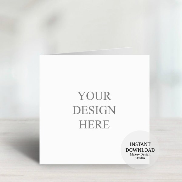 Square Card Mockup: Folded Greeting Card (Digital Download)