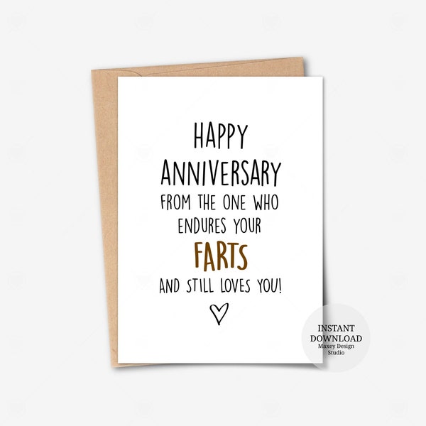 Instant download card, Fart Anniversary card, Funny anniversary card, Card for Husband, Card for Boyfriend, Humorous Anniversary card, Fart