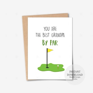 Druckbare Karte, You're the best Grandpa by par, Golf Geburtstagskarte, Geburtstagskarte für Opa, Golf Vatertagskarte für Opa