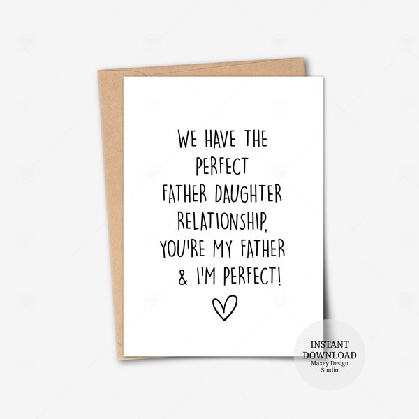 Printable card, Funny Father Daughter Card, Funny Father's Day Card, Funny Birthday Card for Dad, Card from Daughter, Dad Father's Day Gift