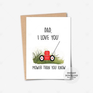 Afdrukbare kaart, papa ik hou van je maaier dan je weet, Vaderdag woordspelingkaart, verjaardagskaart voor papa, Vaderdagcadeau, kaarten voor papa